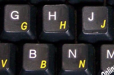 Portuguese Keyboard Label, Traditional with Yellow Lettering, Transparent for Laptops and Desktops