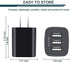 AILKIN 3 USB Wall Charger, Triple Charger Adapter, Fast Charging Block Home Charger Station Block Cube Plug for iPhone, Samsung Galaxy, LG, Motorola, Google Pixel, Oneplus, Base Box Cagardor para