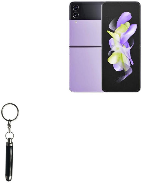 BoxWave Stylus Pen for Samsung Galaxy Z Flip 4 - Mini Bullet Capacitive Stylus with Keyring Loop, Jet Black