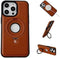 Luxury Leather Invisible Stand Phone Case Cover for iPhone 12-15, Metal Magnetic Folding Stand (Brown, iPhone 13 Pro)