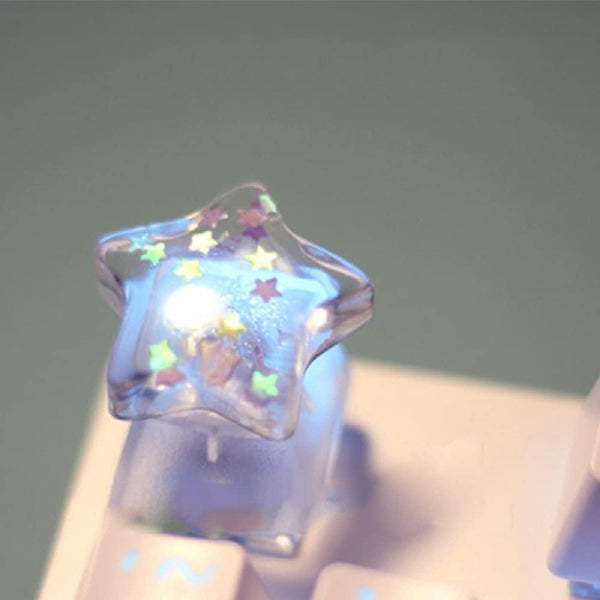 Personalized Transparent Star Keycap, Handmade Cherry Profile Backlit Keycap Gift for Mechanical Keyboard MX