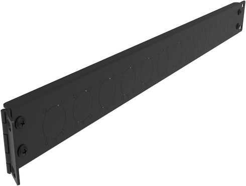 Jingchengmei 12 Port Hinged Patch Panel - 1U 19" Rack Mount D-Type Connectors, Black (H1U12D)