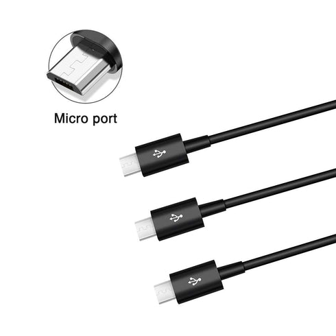 Herfair 3-in-1 Micro USB Splitter: 3 USB to Multi Micro USB Adapter, 480Mbps Data Sync for all Micro USB devices.
