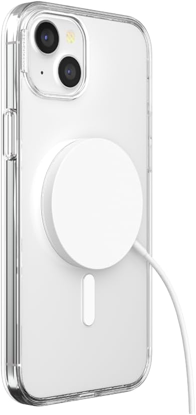 PopSockets iPhone 15 Plus Case - Round Phone Grip Compatible with MagSafe, Wireless Charging Compatible - Clear 15 Plus