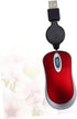 UKCOCO Mini USB Wired Mouse, Retractable Cable Optical Compact Travel Mute Mice for PC Desktop Notebook (Red)