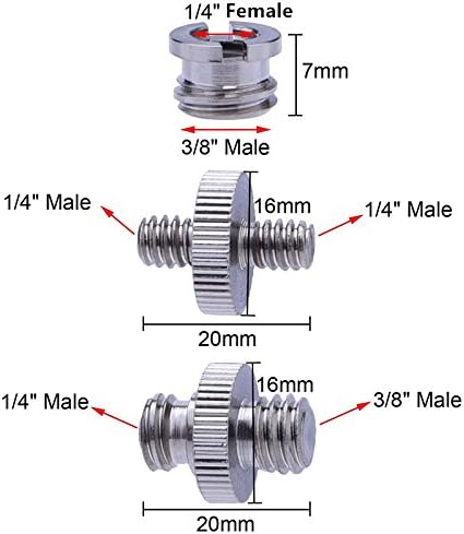 Sunmns 1/4 inch and 3/8 inch Converter Screw Adapter Mount Set for Camera, Tripod, Monopod, Ballhead, Light Stand