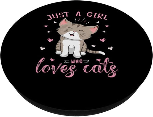 Cute Cat Lover Girls Kids PopSockets Standard PopGrip, Just A Girl Who Loves Cats Design