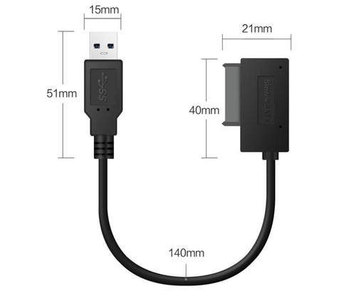 JDYYICZ USB 3.0 to 7+6 13Pin Slimline SATA Cable Adapter for Laptop CD DVD ROM Optical Drive