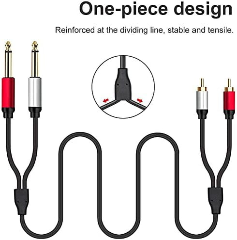 2 x 6.35 mm to 2RCA Cable - Dual 1/4 inch TS Stereo Jack Male to 2 RCA Male Stereo Audio Splitter Adapter (12ft/4m,