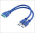 JSER Dual Port USB 3.0 A Male to 20 Pin Male Motherboard Extension Cable Adapter, 5Gbps