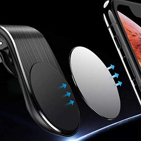 BoxWave MagnetoMount Clip Car Mount for Samsung Galaxy A51 5G - Metal Air Vent Strong Magnet - Jet Black