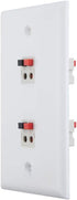 TENINYU 2 Port Speaker Jack Module Keystone Wall Plate for Home Theater - White (Single Gang, 2-Port)