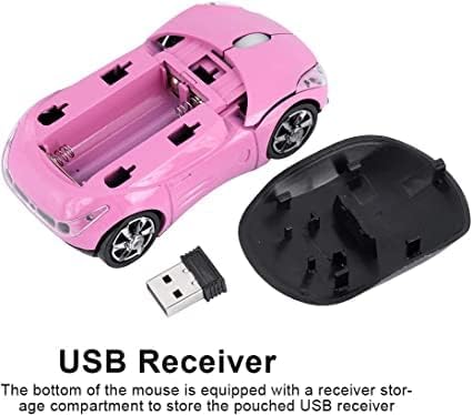 2.4G Wireless Optical Mouse, 3D Car Shape with USB Receiver for PC Laptop (F-car, pink)