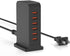 VPSUN USB Charger 6 Port 50W Multi USB Tower Charging Station for Multiple Devices, Black, for iPhone 15/14/14 Pro/14