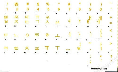 Korean Transparent Keyboard Stickers with Yellow Lettering for PC Computer Laptops Desktop Keyboards