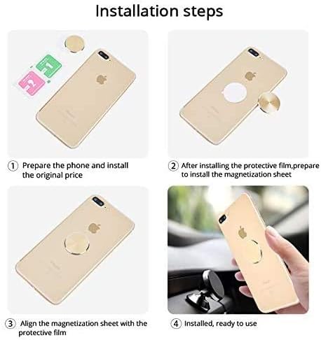 SALEX Phone Metal Plates 4 Pack for Magnetic Car Mount, Clear Silver Round 3M Adhesive Discs Without Holes