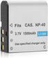 NP-40 Battery Pack, 1500mAh Rechargeable Battery (3-Pack) with USB Dual Charger for Casio NP-40 Camcorders