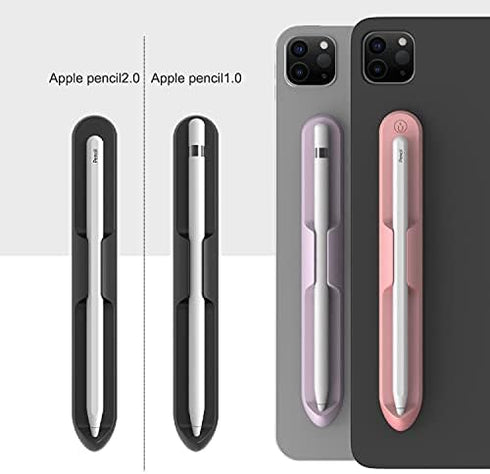 LOVE MEI Removable Silicone Holder for Apple Pencil 1st/2nd Generation, Strong Adhesive Magnetic Attach (Purple)