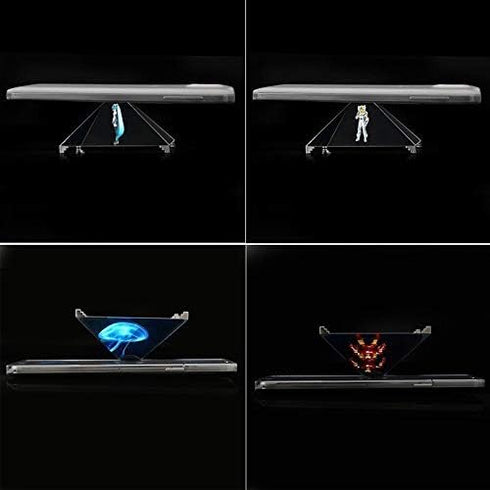3D Hologram Pyramid Display Projector Video Stand, Portable for Smart Mobile Phone