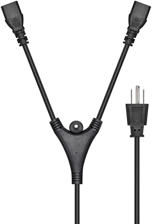 Monoprice Power Cord Splitter | NEMA 5-15P to 2X IEC 60320 C13, 10 Amp, 6 Feet, Black