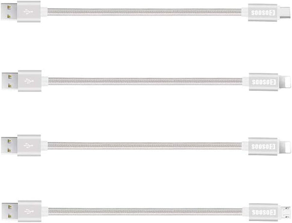 COSOOS Multi USB Cable, Includes 2 iPhone Cables, 1 USB Type C Cable, 1 Micro USB Cable, 4 Short USB Charging Cords