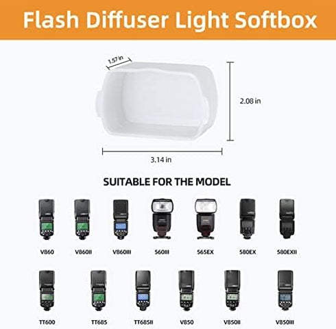 Camera Flash Bounce Diffuser Light Softbox for Speedlight, Compatible with Canon 560 565EX 580EX Godox