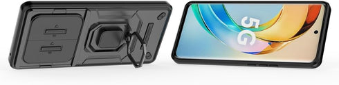 Compatible with Honor X50 5G Bracket Shell and Honor X9b 5G Case, with Slide Camera Lens Cover, Black