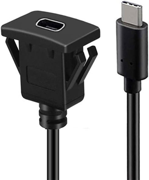 NFHK Waterproof Dustproof USB-C Type-C 10Gbps Extension Cable for Dashboard Panel, Flush Car Latch Mount