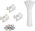 60 Set White Cable Zip Tie Mounts Kit, Wire Cable Clips Organizer Holders with 8" Cable Ties and Tapping Screw