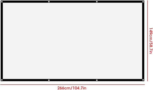 Tbest 120 Inches 16:9 Screen(120 inches) Leinwand Beamer Folie,Projector Screen Thicken Portable Non Crease Soft White