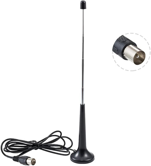 DVB-T Digital HDTV Antenna with Magnetic Base, 5 Sections Telescopic Pole, 5dBi Mini TV Antenna with 1.5m Coax Cable