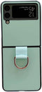 Lunivop Compatible with Samsung Galaxy Z Flip 3 5G Case - Metal Ring Ultra Slim Cover, Hard Plastic PU Leather