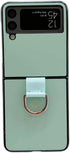 Lunivop Compatible with Samsung Galaxy Z Flip 3 5G Case - Metal Ring Ultra Slim Cover, Hard Plastic PU Leather