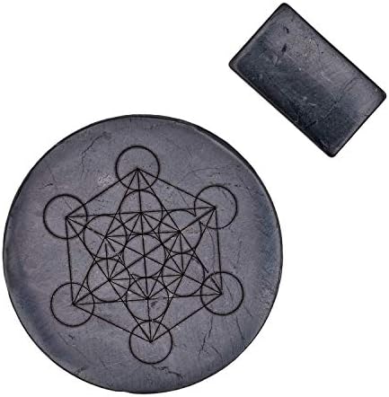Shungite Plates for Electronics - Set of 2 Large Stickers with Sacred Geometry for Cell Phones, Tablets, Laptops