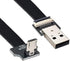 Cablecc Down Angled USB 2.0 Type-A Male to Micro USB 5Pin Male Data Flat Slim FPC Cable for FPV & Disk (200cm)
