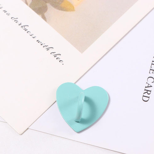 DPWOUM 2Pcs Cell Phone Heart Phone Charm Hook Metal Finger Ring Holder Adhesive Candy Color Heart Cellphone Charm Hook