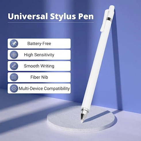 Universal Stylus Pen, Battery Free Touch Screens Stylus Pencils with High Sensitivity & Palm Rejection, Double Headed Phone Tablet Pen for Huawei for Samsung for IOS for LG (White)