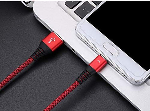 Nylon Braided USB Type C Cable, iFlash USB A 2.0 to USB-C Fast Charger Cord for Samsung Galaxy S10 S9 S8 Plus Note 10 9 8(Red, 1 Foot) by IFLASH