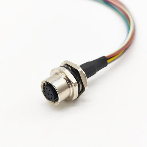 M12 8Pin Female Connector Cable, A Coded Straight Back Mount, 1M Waterproof Female Aviation Socket