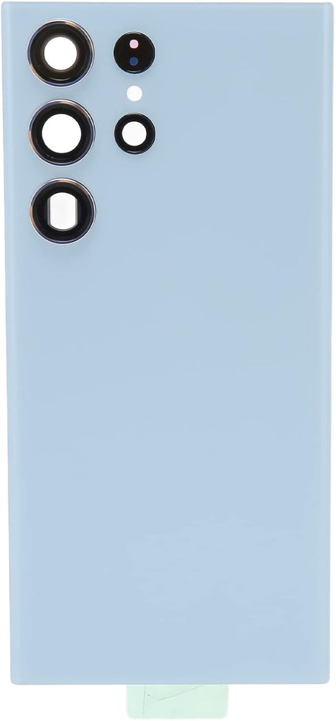 Back Glass Cover for Galaxy S23 Ultra, Replacement Back Door Cover with Camera Lens, Repair Tool Kit Included (Blue)