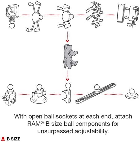 RAM Mounts RAP-B-200-12U Composite Double Socket Swivel Arm for RAM B Size 1" Ball Components