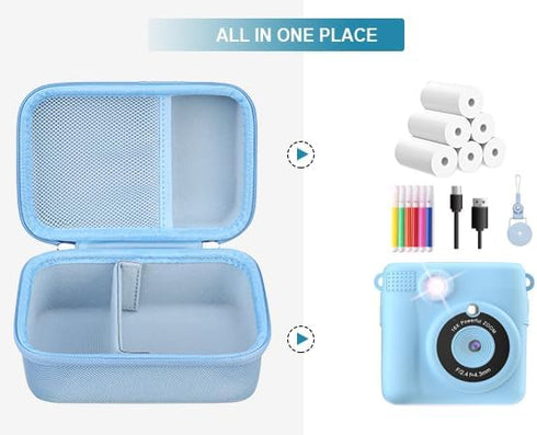 Hard Travel Case for Instant Print Camera Compatible with ESOXOFFORE/YTETCN/WEEFUN/GKTZ/Anchioo, Blue Storage Holder