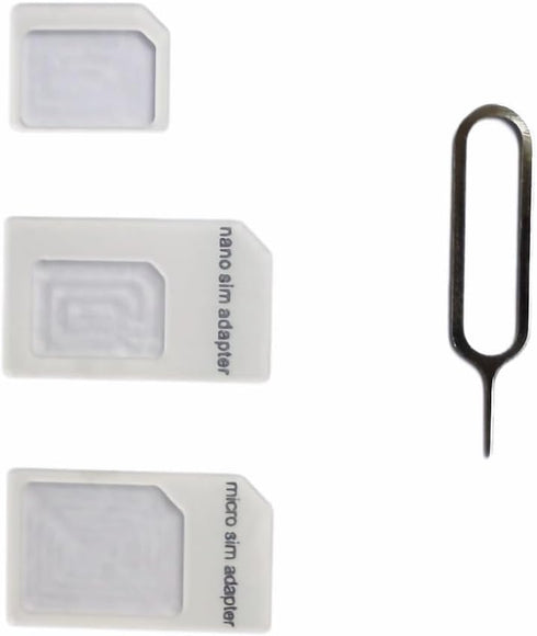 Granvela 4-in-1 1 Pack,White SIM Card Adapter, SIM Converter Kit Nano/Micro/Standard with Tray Eject Pin