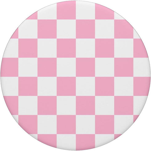 Cute Pastel Baby Pink Off White Checker Pattern Design PopSockets Swappable PopGrip