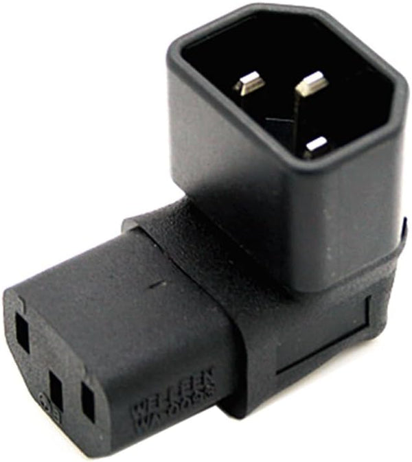 JSER IEC Male C14 to Right Angled 90 Degree IEC Female C13 Power Extension Adapter, 220V 10A Max