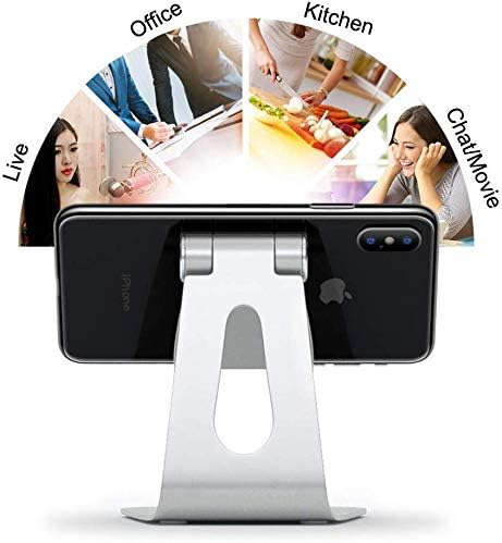 2020 Adjustable Cell Phone Stand, Aluminum Desk Holder for iPhone Xs Max, Xr, 8, 7, 6, 6s Plus, Silver