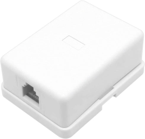 Phone Jack Surface Mount Box, Single Port Telephone Jack with 4 Screw Terminals to 1 RJ11 6P4C Female, White