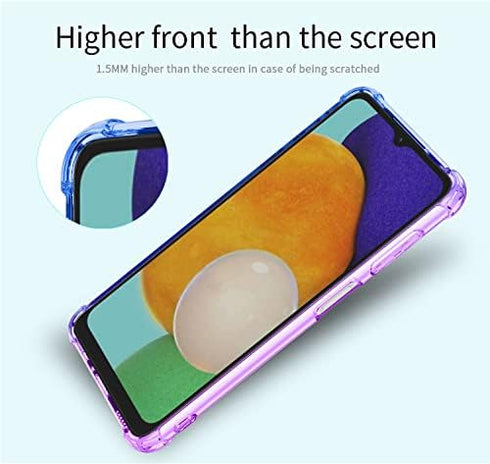Osophter Clear Case for Samsung Galaxy A13 5G, TPU Shock-Absorption Cover with Screen Protector for A04S (Purple Blue)