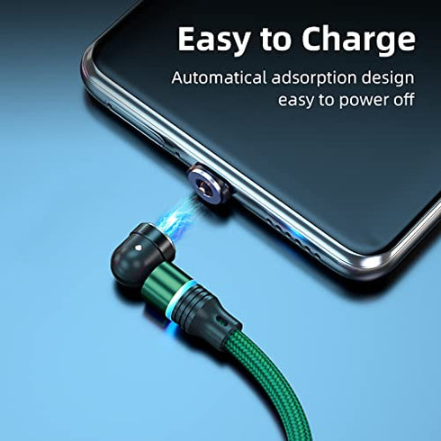 Magnetic Charging Cable with LED 4Pack, Rotation Magnetic Phone Charger Compatible with Micro Type C and iProduct