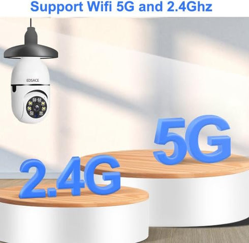 Light Bulb Camera 2 Pack, 5g Dual Band WiFi 6 Light Bulb Camera, 2.4G/5G Home Security Socket Camera, 360 Degree